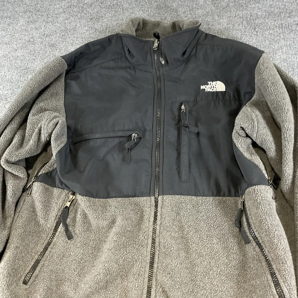 The North Face Denali Fleece Jacket Mens Medium Gray Black FZip Polartec Outdoor